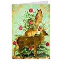 Glittered Animals with Tree Christmas Card ~ England